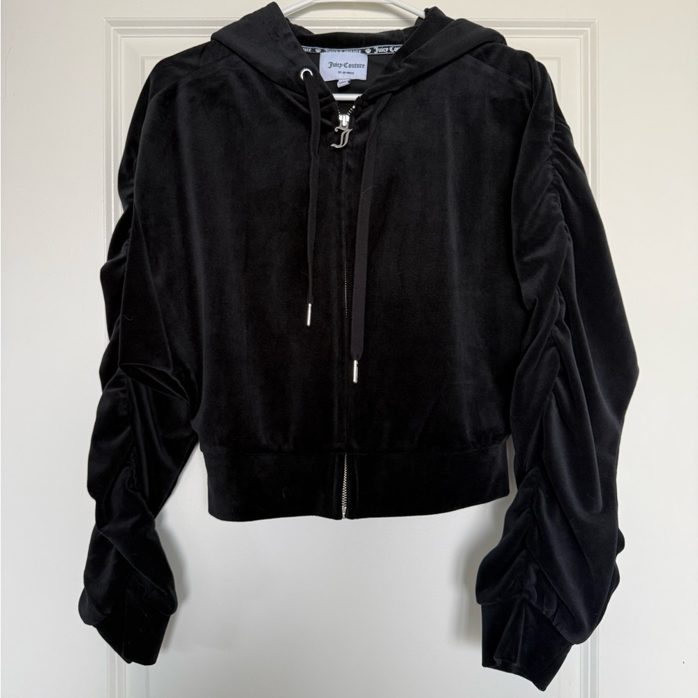 Juicy Couture black velvet zip up hoodie